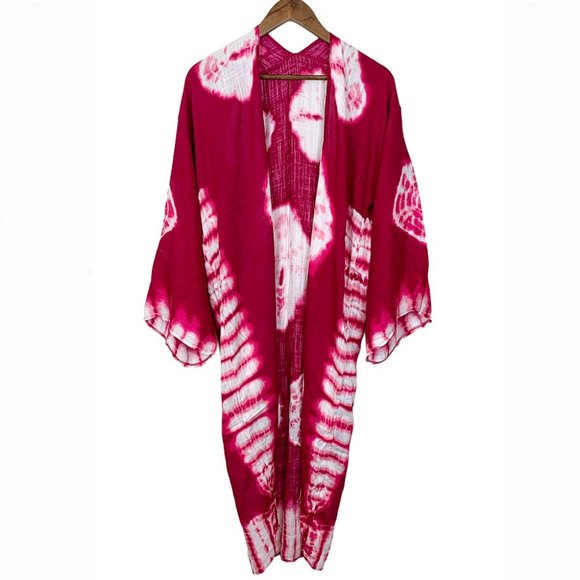 Berry Spellbound Tie-Dye Open-Front Duster Kimono - Picture 11 of 12